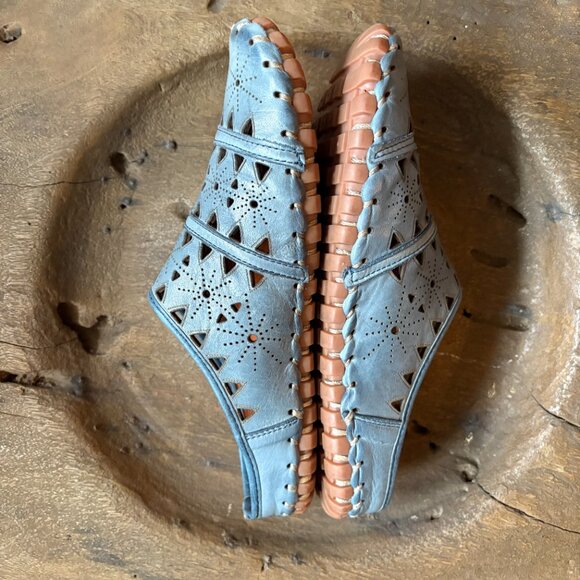 Spring Step Fusilade blue leather cutout mules slip-on shoes women's 38 / 7.5–8 - Picture 8 of 8